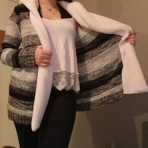 Long, knit cardigan